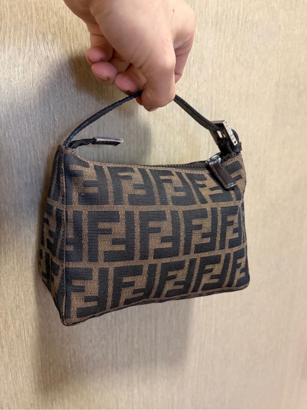 Vintage Fendi Zucca FF Monogram Mini Vanity Pouch Bag